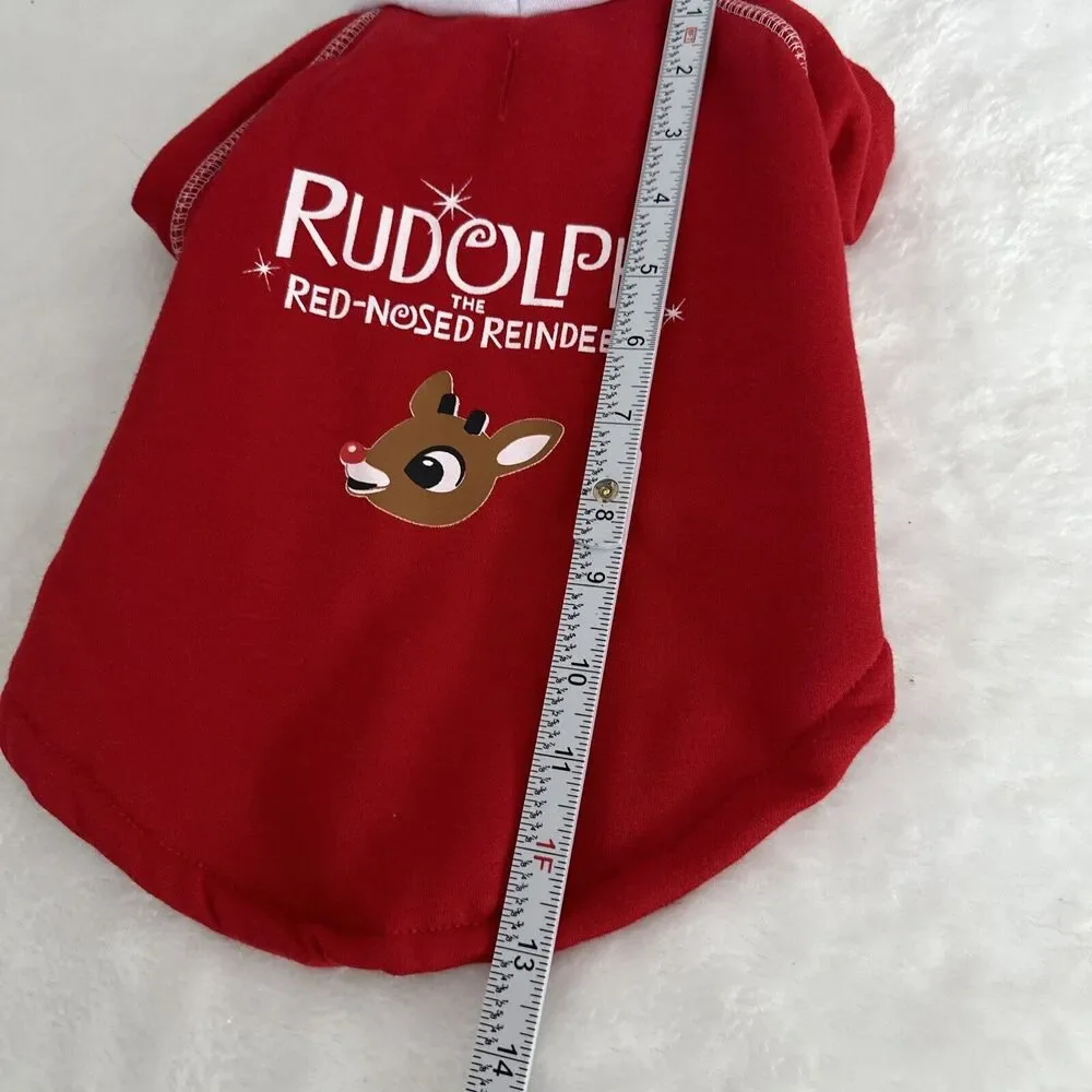 NEW Rudolph the Red-Nosed Reindeer Pet Dog Hoodie Size‎ Small 13-15